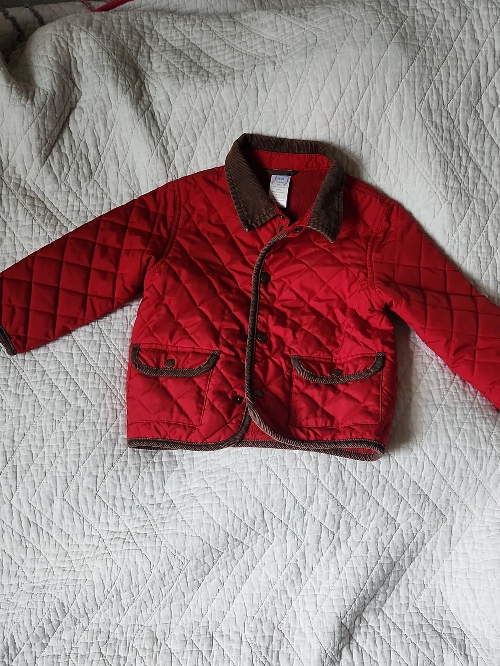Gymboree Quilted Red Puffer Jacket with Brown Trim 2t/3t